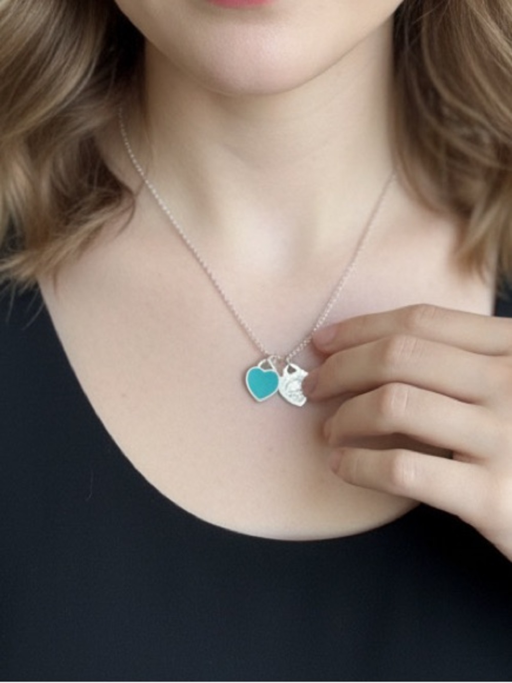 Tiffany & Co. Sterling Silver Necklace with Turquoise Heart Charm